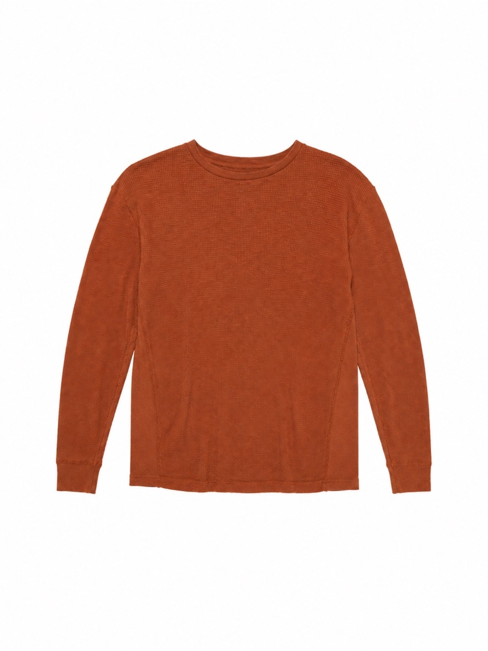 Lucky Brand Men’s Garment Dyed Thermal Crew Rust Waffle Knit M